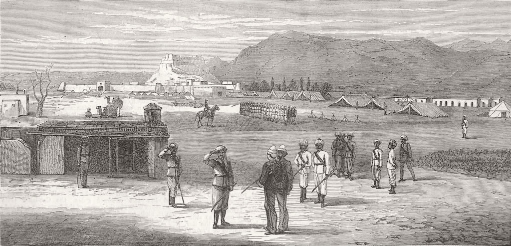 PAKISTAN. Quetta, in Baluchistan, British Troops 1878 old antique print
